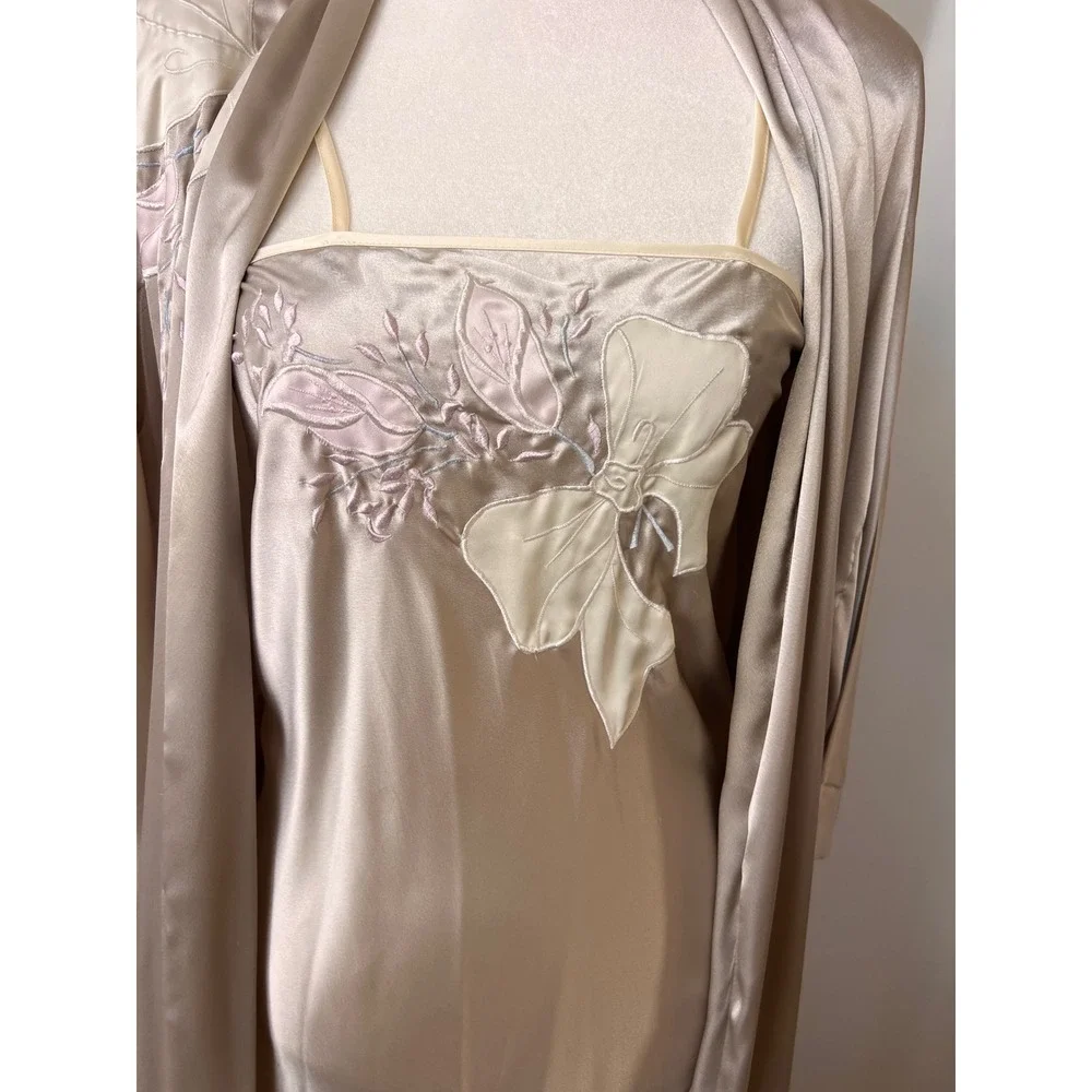 Vintage Champagne Natori nightgown peignoir and robe set Y2K size petite
